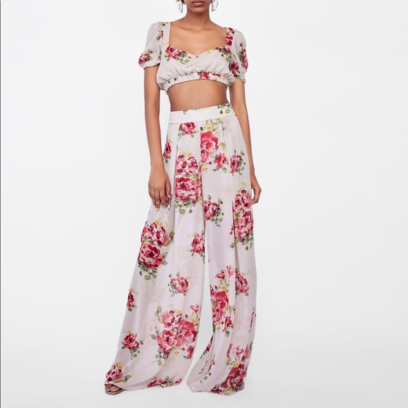 Zara Dresses & Skirts - Zara Palazzo floral pants and matching crop top